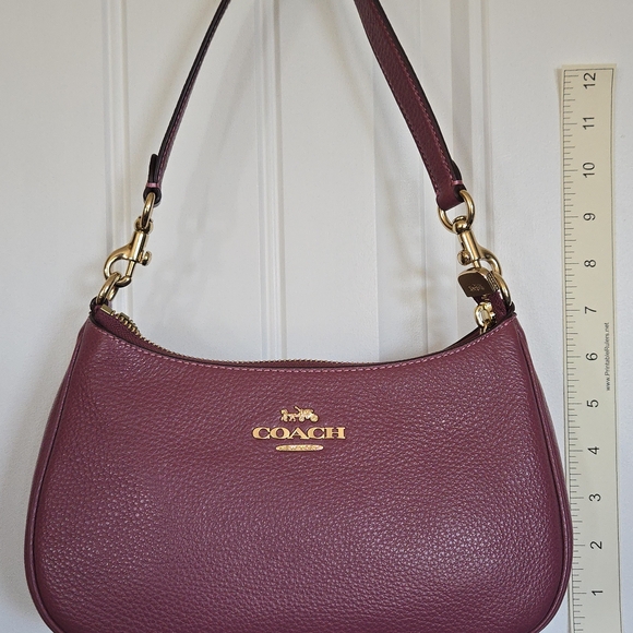 Coach Raspberry Pebbled Leather Shoulder Bag - Picture 2 of 6
